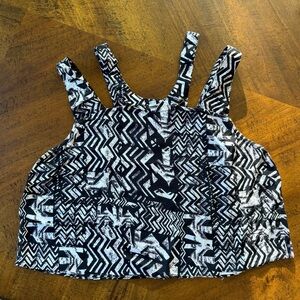 Angie Black and White Geometric Aztec Crop Top